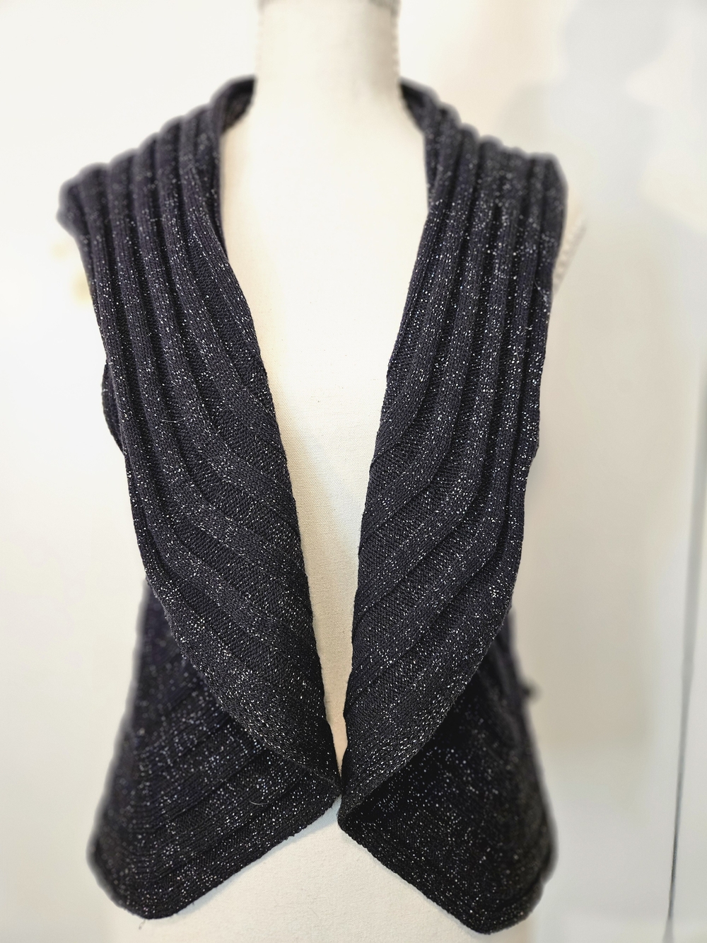 Fenn Wright Manson Black Knit Vest with Silver Sparkle